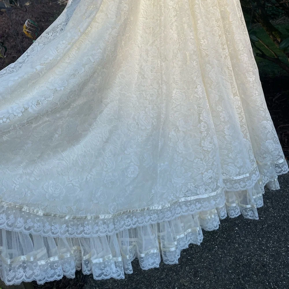 VTG 70s Gunne Sax Romantic Renaissance Bridal Collection Lace Wedding Dress sz11 - Picture 11 of 15